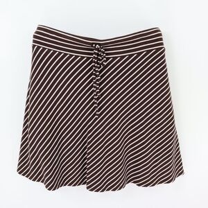INC International Concepts Skirt Women XL Brown White Striped Stretch Waist SOFT